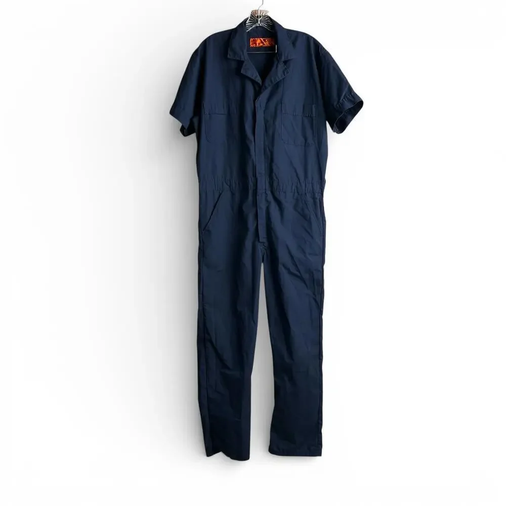 Vintage Navy Blue Workwear Coveralls Utility Jumpsuit